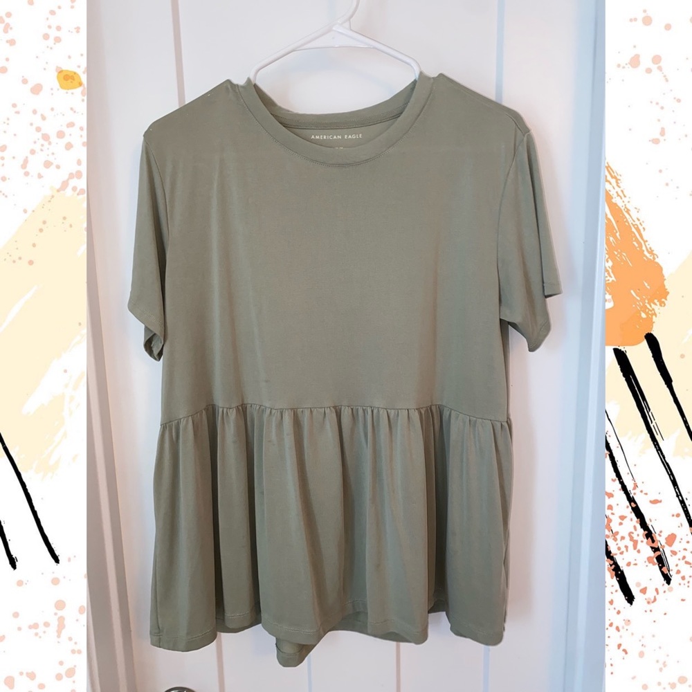 Olive Peplum Top